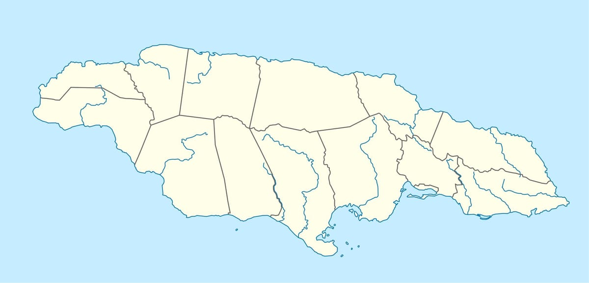 карта Ямайкі, паказваючы рэк