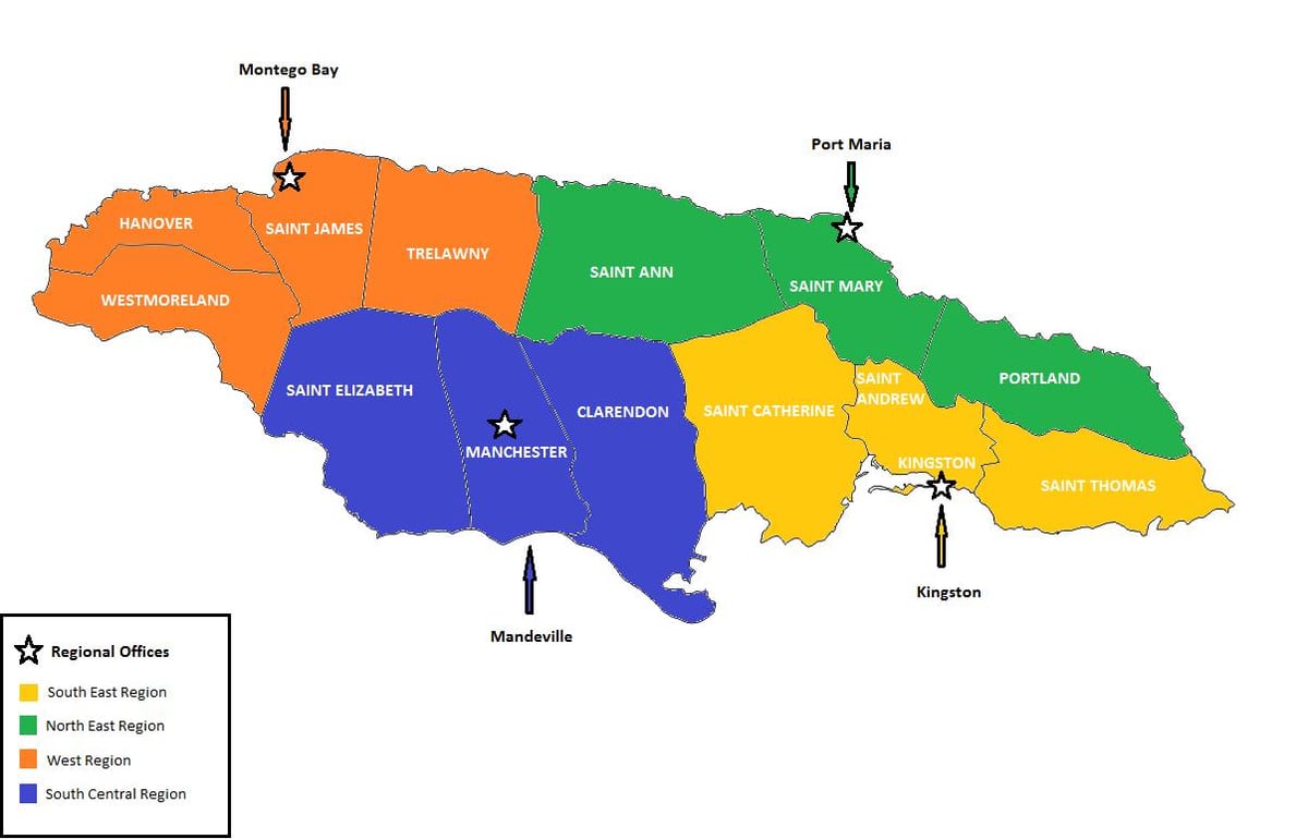 Карта эканамічных Ямайка