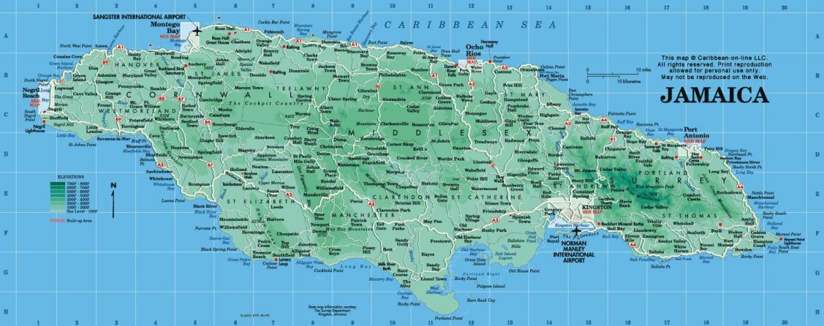 карта Ямайкі