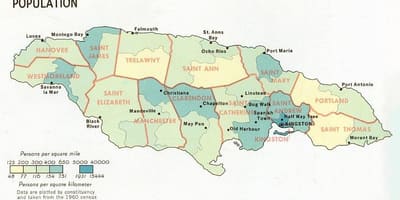 Карта насельніцтва Ямайкі