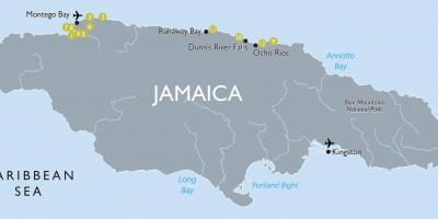 Карта Ямайкі аэрапортаў